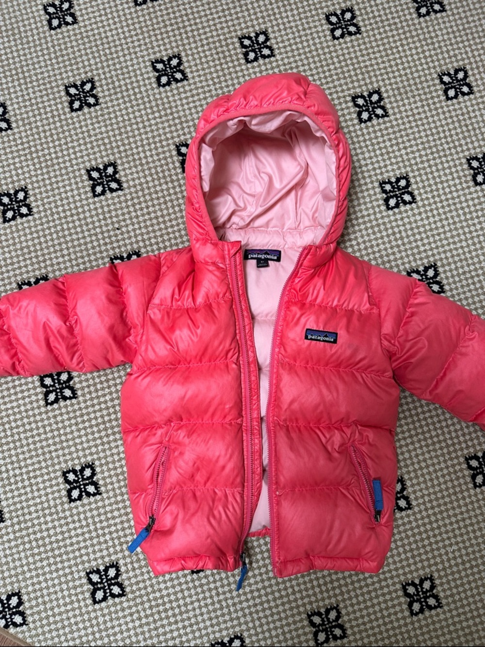 Patagonia Coral Pink Hooded Puffer Jacket